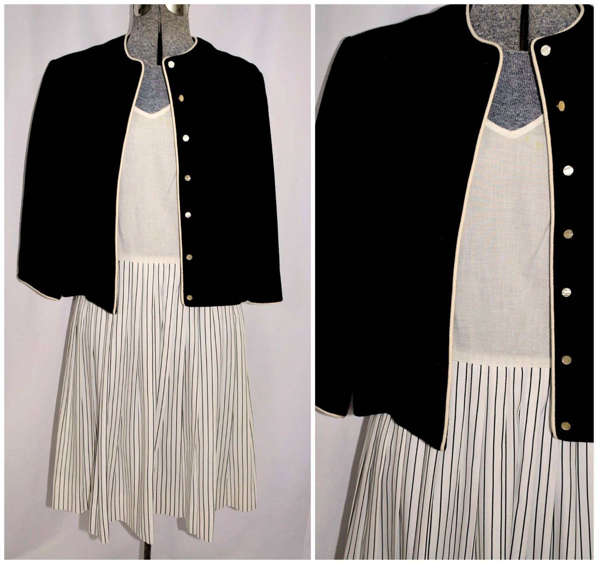Vintage 50Er 60Er Jahre Schwarz Weiß Kleid Anzug Mit Wolljacke/Gestreifter Rock Größe Klein Ilgwu Label Vintage 50Er 60Er Jahre Schwarz Weiß Kleid Anzug Mit Wolljacke/Gestreifter Rock Größe Klein Ilgwu Label von CicelysCloset