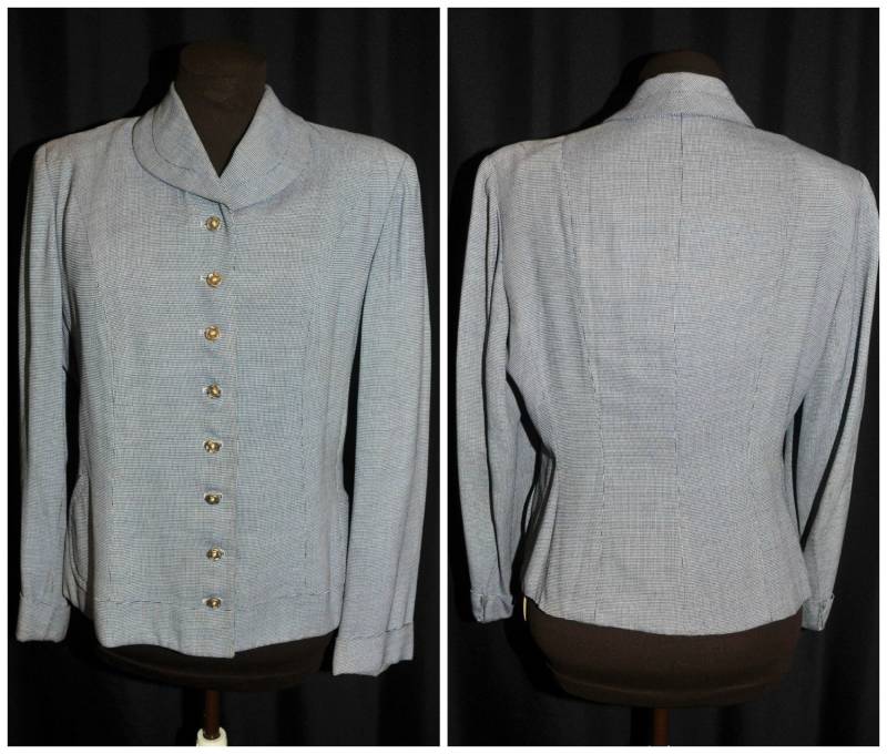 Vtg 1950Er Graue Fitted Jacke Blazer/Myron-Louis Of Boston Größe Medium Herringbone Check, Reitsport Look von CicelysCloset
