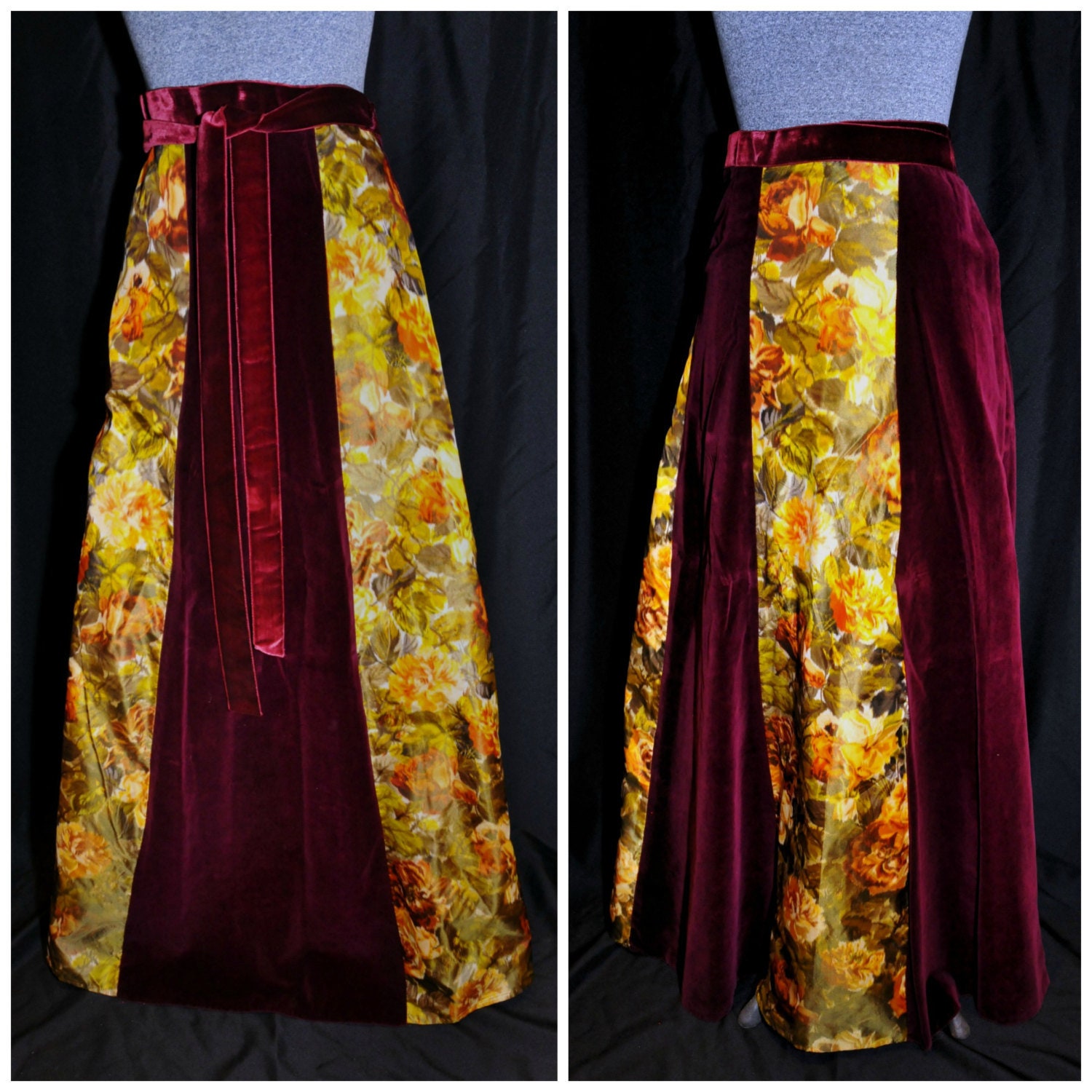 Vtg 60Er 70Er/Burgandy Samt Floral Maxi Wickelrock Von Staron Made in France Größe Klein Party Formell Vtg 60Er 70Er/Burgandy Samt Floral Maxi Wickelrock Von Staron Made in France Größe Klein Party Formell von CicelysCloset