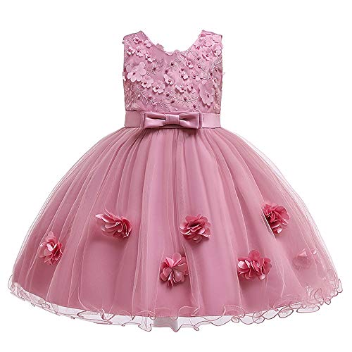 Cichic Kinder Kleider Mädchen Prinzessin Kleid Geburtstags Hochzeits Partei Tüll Kleid Mädchen Formale Kleider Pageant Brautjungfer, 4-5 Jahre, Pflaume von Cichic