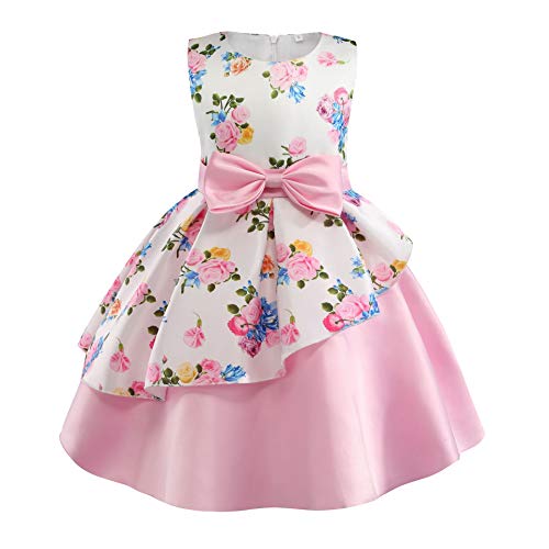 Cichic Kinder Kleider Mädchen Prinzessin Kleid Geburtstags Hochzeits Partei Tüll Kleid Mädchen Formale Kleider Pageant Brautjungfer Prom Kleid (4-5Jahre, Pink-02) von Cichic