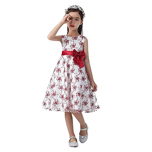 Cichic Mädchen Kleider Partei Kleider Elegant Kinder Prinzessin Kleid Kinder Hochzeits Geburtstag Kleid Blumenmädchen Formale Kleid 2-10 Jahre (2-3 Jahre, Baby Rot) von Cichic