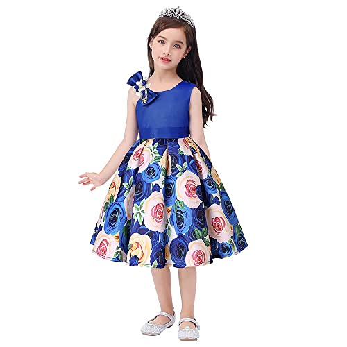 Cichic Mädchen Kleider Partei Kleider Elegant Kinder Prinzessin Kleid Kinder Hochzeits Geburtstag Kleid Blumenmädchen Formale Kleid 2-10 Jahre (2-3 Jahre, Blau) von Cichic