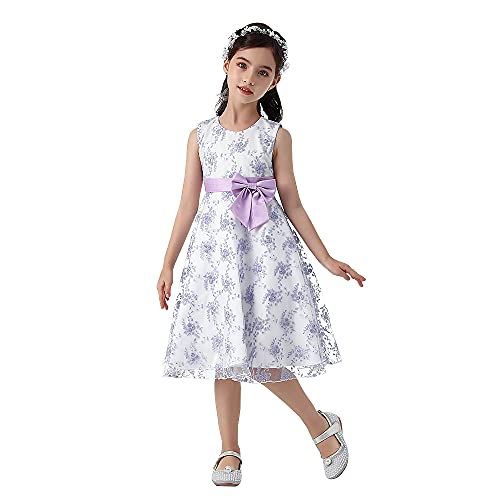 Cichic Mädchen Kleider Partei Kleider Elegant Kinder Prinzessin Kleid Kinder Hochzeits Geburtstag Kleid Blumenmädchen Formale Kleid 2-10 Jahre (2-3 Jahre, Lila) von Cichic