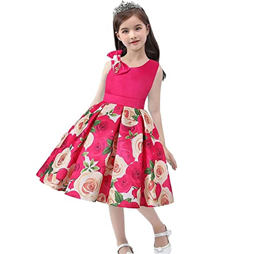 Cichic Mädchen Kleider Partei Kleider Elegant Kinder Prinzessin Kleid Kinder Hochzeits Geburtstag Kleid Blumenmädchen Formale Kleid 2-10 Jahre (2-3 Jahre, Rose) von Cichic