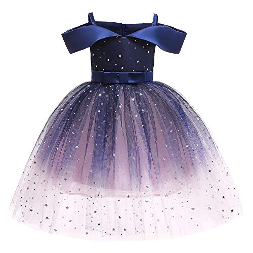 Cichic Mädchen Kleider Partei Kleider Elegant Kinder Prinzessin Kleid Kinder Hochzeits Geburtstag Kleid Blumenmädchen Formale Kleid 2-10 Jahre (4-5 Jahre, Lila Sterne) von Cichic