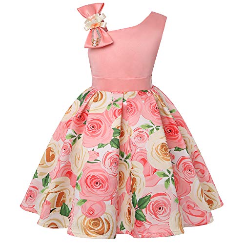 Cichic Mädchen Kleider Partei Kleider Elegant Kinder Prinzessin Kleid Kinder Hochzeits Geburtstag Kleid Blumenmädchen Formale Kleid 2-10 Jahre (5-6 Jahre, Pfirsich-Rosa) von Cichic