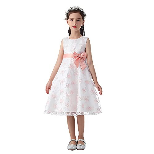 Cichic Mädchen Kleider Partei Kleider Elegant Kinder Prinzessin Kleid Kinder Hochzeits Geburtstag Kleid Blumenmädchen Formale Kleid 2-10 Jahre (8-9 Jahre, Baby Pink) von Cichic