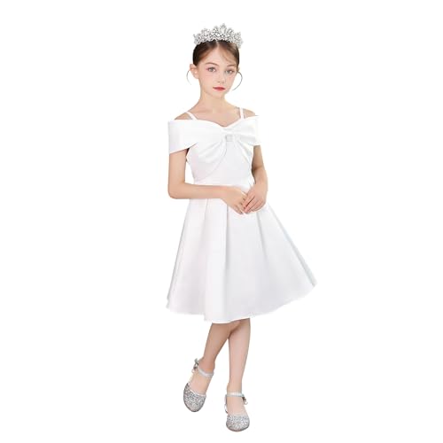 Cichic Partykleid für Mädchen, Schleife, Rot, Kleinkind, Riemen, Plisseekleid, Kinder, Prinzessin für Blumenmädchen, Abschlussball, Festzug, Geburtstag, schulterfrei, Hochzeit, Brautjungfernkostüm, von Cichic