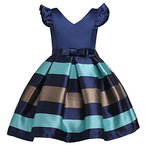 Cichic Mädchen Party Kleid 2-10 Jahre Blume Hochzeitskleid Elegant formell Kleid, Blaue Rüschen, 7-8 Jahre von Cichic