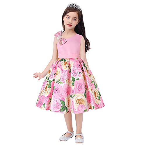 Cichic Mädchen Party Kleid 2-10 Jahre Blume Brautkleid Elegant Formelles Kleid, rose, 7-8 Jahre von Cichic