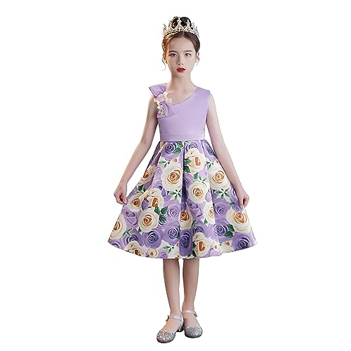 Cichic Mädchen Partykleid 2-10 Jahre Blumenmädchen Hochzeitskleid Elegant Kinder formelles Kleid Gr. 7-8 Jahre, violett von Cichic