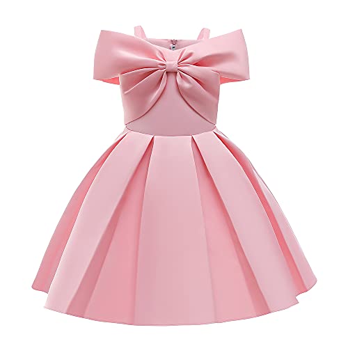 Cichic Prinzessin Kleid Mädchen Schulterfrei Faltenrock Geburtstagsfeier Hochzeit Blumenmädchen Kleid Rosa 8-9 Jahre von Cichic