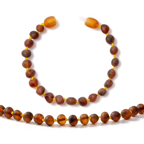 Baltisches Bernsteinarmband/Fußkettchen (Unisex)(Cognac Raw) - 14cm lang - Handgefertigt, authentischer Bernstein, im Labor getestet von Cici's Story