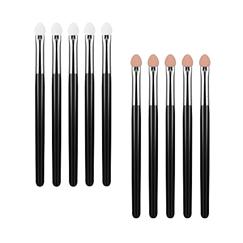 Lidschatten Pinsel, 10 Stück Schwamm Augen Make up Pinsel, Doppelseitig Augenpinsel Pinselset Lidschatten Applikator für Frauen und Mädchen (Schwarz) von CiciIng