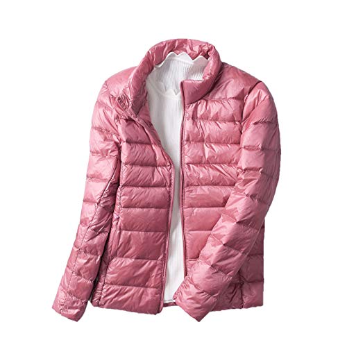 Cicilin Damen Daunenjacke Leichte Entendaunen Steppjacke Stehkragen Gepolstert Puffer Jacke Packable Wintermantel Gr. Large, rose von Cicilin