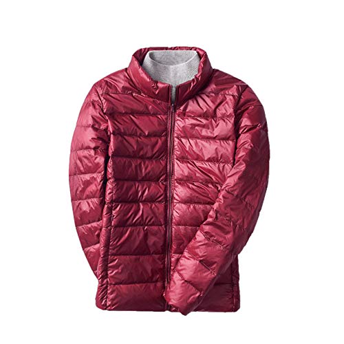 Cicilin Damen Daunenjacke Leichte Entendaunen Steppjacke Stehkragen Gepolstert Puffer Jacke Packable Wintermantel Gr. XXL, dunkelrot von Cicilin