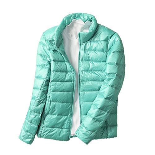 Cicilin Damen Daunenjacke Leichte Entendaunen Steppjacke Stehkragen Gepolstert Puffer Jacke Packable Wintermantel Gr. XXL, grün von Cicilin