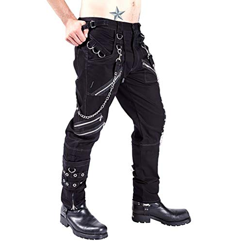 Cicilin Herren Fashion Hip Hop Rock Punk Gothic Sport Wandern Reiten Casual Cargo Pants Street Dance Pants Haremshose Gr. 32, Schwarz von Cicilin