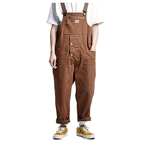 Cicilin Herren Latzhose Overall Breites Bein Latzhose Latzhose Overall Gr. 31-35, braun von Cicilin