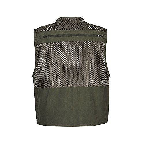 Cicilin Herren Outdoor Weste Netz mit Multi Tasche Reißverschluss Nylon Westen Multifunktional für Jagd Angeln Camping Sport Fotografie Sommer Armee Grün DE L(Asie XXL) von Cicilin