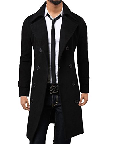 Cicilin Herren Trenchcoat Mantel, Einfarbig Gr. 50 DE, Schwarz von Cicilin