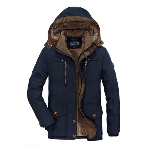 Cicilin Herren Winter Warme Fleece Jacken Ski Schnee Mantel Outdoor Thermo Mäntel mit abnehmbarer Kapuze, blau, M von Cicilin