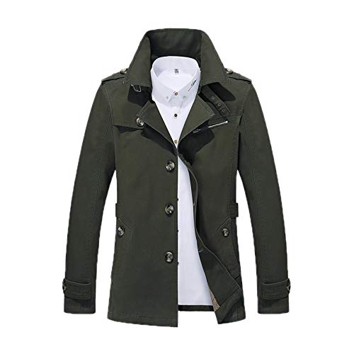 Cicilin Trenchcoat für Herren, kurz, einreihig, leicht, mittellang, schmal, Windbreaker, Baumwolljacken, grün, L von Cicilin