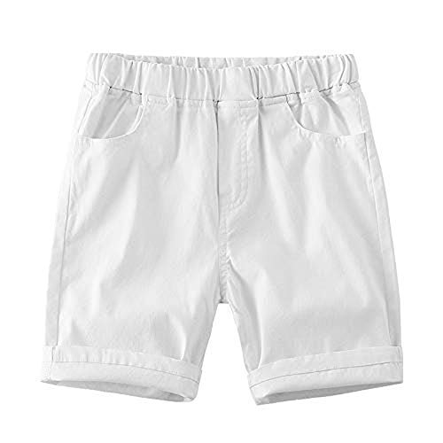 Cicilin Unisex Baby Kinder Shorts Sport Bermuda Chino Baumwolle Weich Freizeit Outdoors Weiß 128-134 von Cicilin