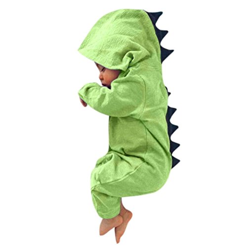 Cicilin Unisex Baby Strampler Overall mit Kapuze Spielanzug Warm Strampelanzug Winter Herbst Frühlings Cartoon Dinosaurier Csaual Grün 80cm(6 Monate) von Cicilin