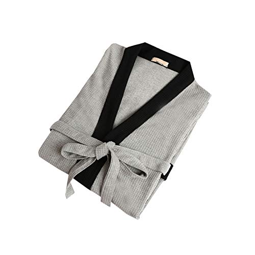 Cicilin Unisex Kimono Bademäntel Hotel Spa Waffel Weave Waffel Baumwolle Bademantel für Damen und Herren Frottee Bademantel Leichte Nachtwäsche Gr. X-Large, Grey-a (Herren) von Cicilin