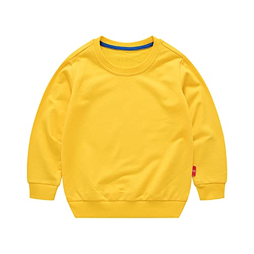 Cicilin Unisex Kinder Pullover für Jungen Mädchen Baumwolle Sweatshirt Kinder Langarm Causal T Shirts Pullover Herbst Winter Alter 1-7 Jahre, gelb, 110 cm von Cicilin