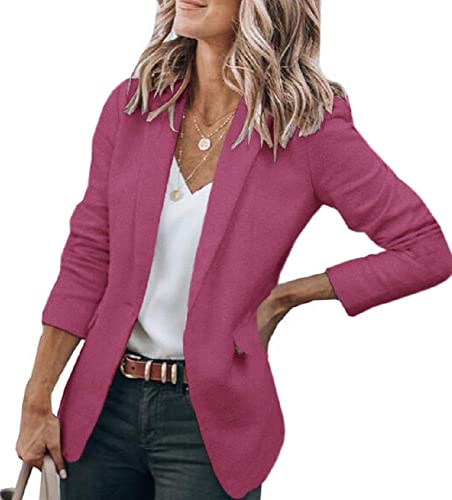 Cicy Bell Damen Casual Blazer Offene Front Langarm Elegant Arbeit Büro Jacken Blazer Lila XL von Cicy Bell