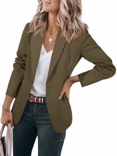 Cicy Bell Damen Casual Blazer Offene Front Langarm Elegant Arbeit Büro Jacken Blazer Military Green XXL von Cicy Bell