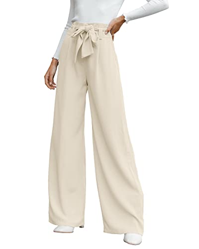 Cicy Bell Damen Weite Bein, Stoffhose Damen Hohe Taille Palazzo Hose, Leicht, Lockere Freizeithosen, Hose Krawatte Knoten Taschen-Elegant Casual Weite Hose,Hosen-Beige, XL Cicy Bell Damen Weite Bein, Stoffhose Damen Hohe Taille Palazzo Hose, Leicht, Lockere Freizeithosen, Hose Krawatte Knoten Taschen-Elegant Casual Weite Hose,Hosen-Beige, XL von Cicy Bell