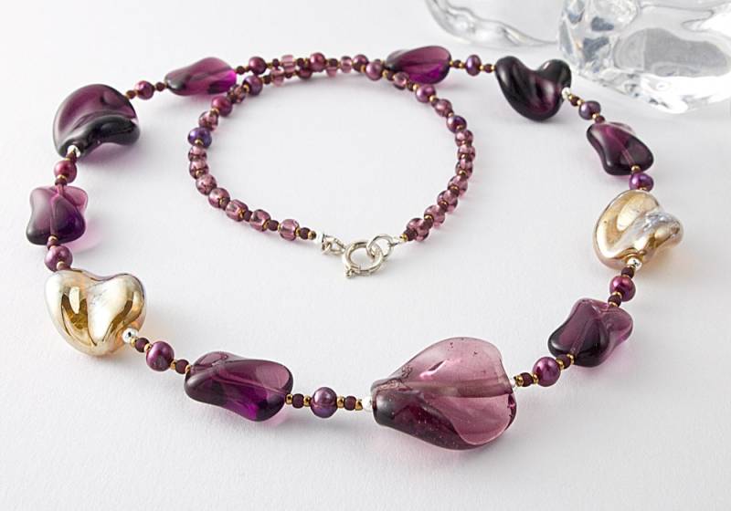 Lampwork Halskette Aus Amethyst Und Gold von CielCreations
