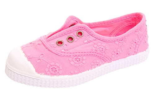 CIENTA - Rosa Schuh aus unbehandeltem ökologischem Stoff, Gummispitze, Mädchen-34 von Cienta