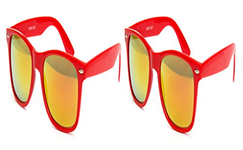 Ciffre 2 Brillen Partybrille Miami Techno Festival Nerd Brille Sonnenbrille Rot Feuer Verspiegelt Brillen Retro von Ciffre