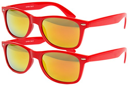 Ciffre 2 er Set EL-Sunprotect® Sonnenbrille Nerdbrille Brille Nerd Feuer Verspiegelt Rot von Ciffre