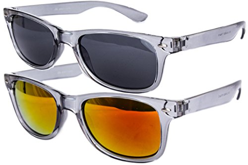 Ciffre 2 er Set EL-Sunprotect® Sonnenbrille Nerdbrille Brille Nerd Transparent Grau Silber von Ciffre