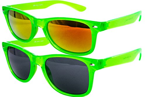 Ciffre 2 er Set EL-Sunprotect® Sonnenbrille Nerdbrille Brille Nerd Transparent Grün Set11 von Ciffre