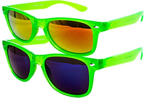 Ciffre 2 er Set EL-Sunprotect® Sonnenbrille Nerdbrille Brille Nerd Transparent Neongrün Grün von Ciffre