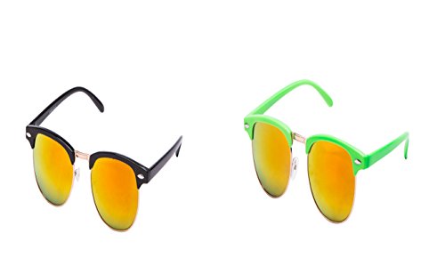 Ciffre 2 er Set EL-Sunprotect Classic Optik Sonnenbrille - UV400 Brille Premium Qualität - schwarz feuer verspiegelt + grün Feuer Verspiegelt von Ciffre