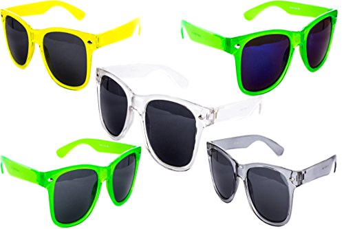 Ciffre 5 er Set EL-Sunprotect® Sonnenbrille Nerdbrille Brille Nerd Transparent Grün Gelb Silber Weiß Grau von Ciffre