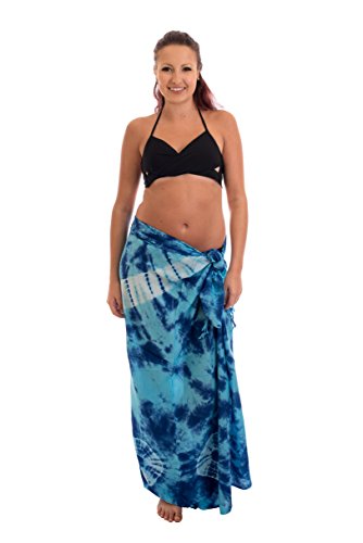 Ciffre Ca 44 Modelle Sarong Pareo Dhoti Lunghi ca. 170cm x 110cm Handbemalt Tie Dye Batik Wickelrock Strandtuch Tuch Viele Modelle Kräftige Farben Original von EL - Vertriebs GmbH, Blau Tye die, 170cm x 110cm von Ciffre