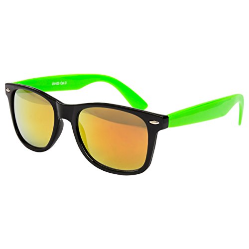 Ciffre EL-Sunprotect® Sonnenbrille Nerdbrille Brille Nerd Feuer Verspiegelt Schwarz Neon Grün von Ciffre