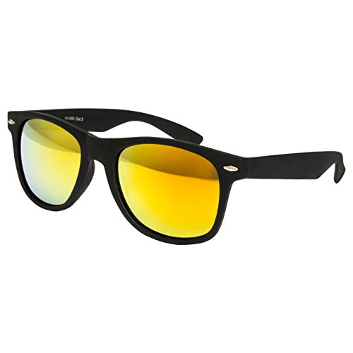 Ciffre EL-Sunprotect® Sonnenbrille Nerdbrille Brille Nerd Matt Gummiert Schwarz Feuer Matt Verspiegelt UV400 von Ciffre