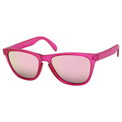 Ciffre EL-Sunprotect® Sonnenbrille Polarisierte Linsen Retro Vintage Style Nerd Look Stil Unisex Brille - Knall Pink verspiegelt von Ciffre