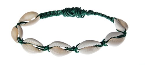Ciffre Muschelarmband Glücksbringer Geburtstag Armband Band Muschel Kauri Dunkel Grün von Ciffre