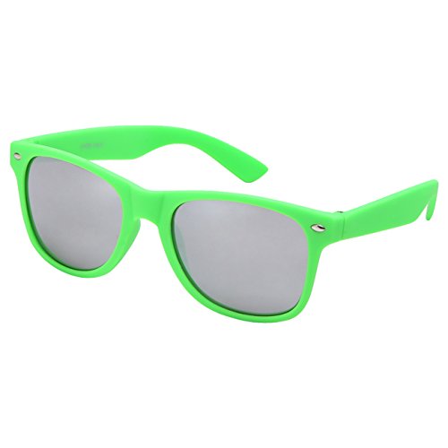 Ciffre Nerdbrille Sonnenbrille Stil Brille Pilotenbrille Vintage Look Neon Grün Gummiert verspiegelt WR2 von Ciffre